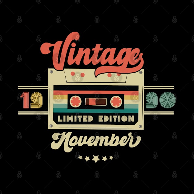 Vintage November 1990 Music Cassette - Limited Edition - 32 Years Old Birthday Gifts by Vixel Art