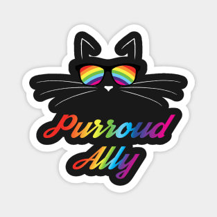 Purroud Ally Gay Pride Cat Face With Rainbow Sunglasses Magnet