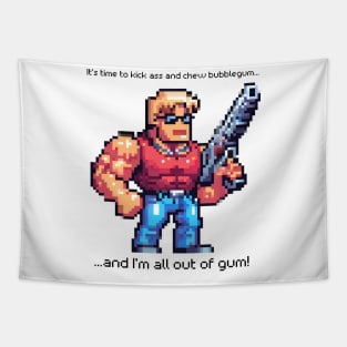 Duke Nukem Kick Ass Pixel Art Tapestry