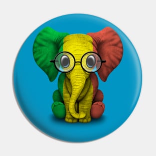 Baby Elephant with Glasses and Mali Flag Pin