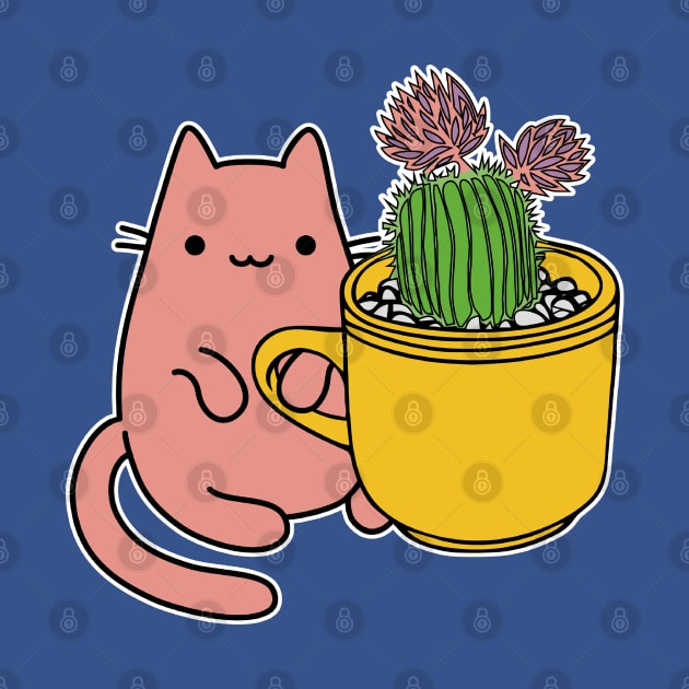 Cactus and happy gardener cat by GlanceCat