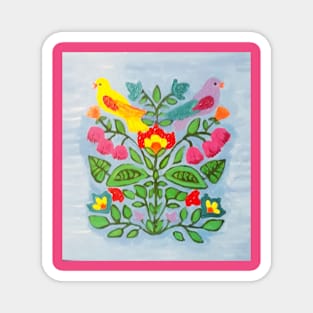 Scandanavian Flowers and Birds Magnet