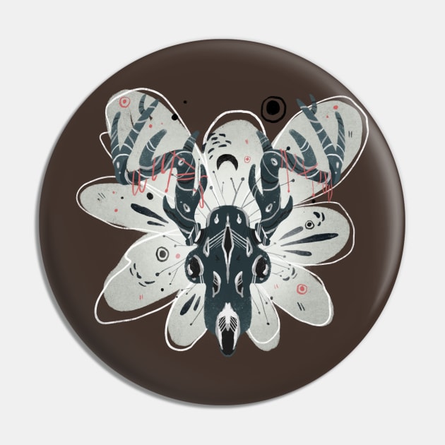 Boho Decorative Deer Skull - Graphic Illustration Pin by livelonganddraw