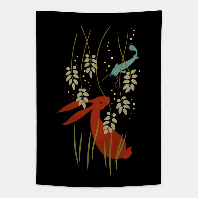 Rabbit and Fish Tapestry by asitha