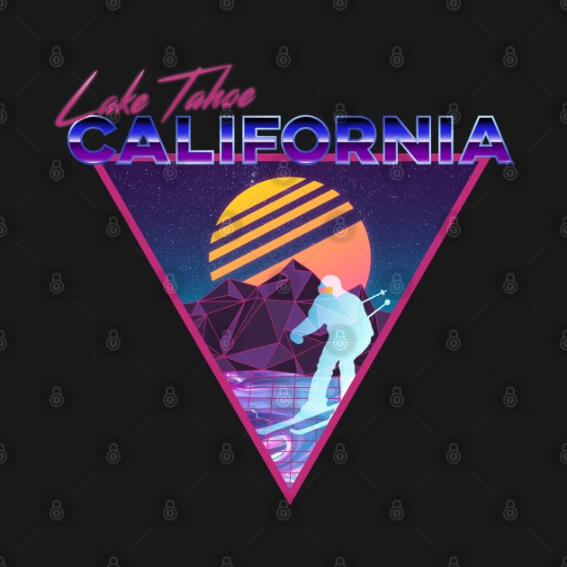 Retro Vaporwave Ski Mountain | Lake Tahoe California | Shirts, Stickers, and More! by KlehmInTime