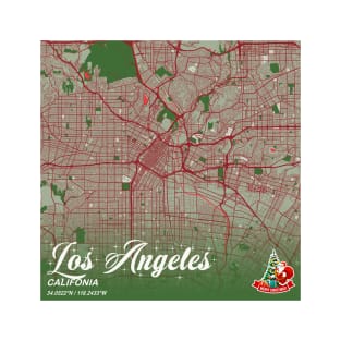 Los Angeles - Califonia Christmas Map T-Shirt