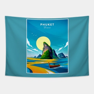 Phuket Thailand Vintage Colorful Travel Advertising Print Tapestry