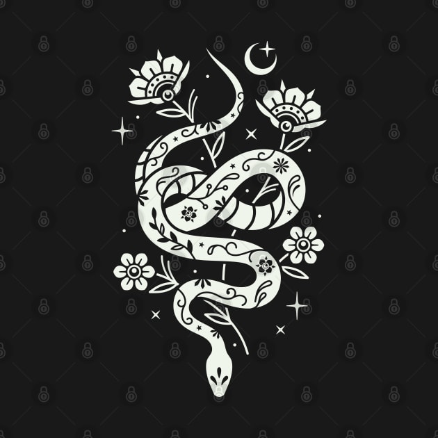 Snake floral illustration by Inkshit13