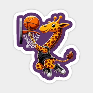 funny giraffe  basketball slam dunked Magnet