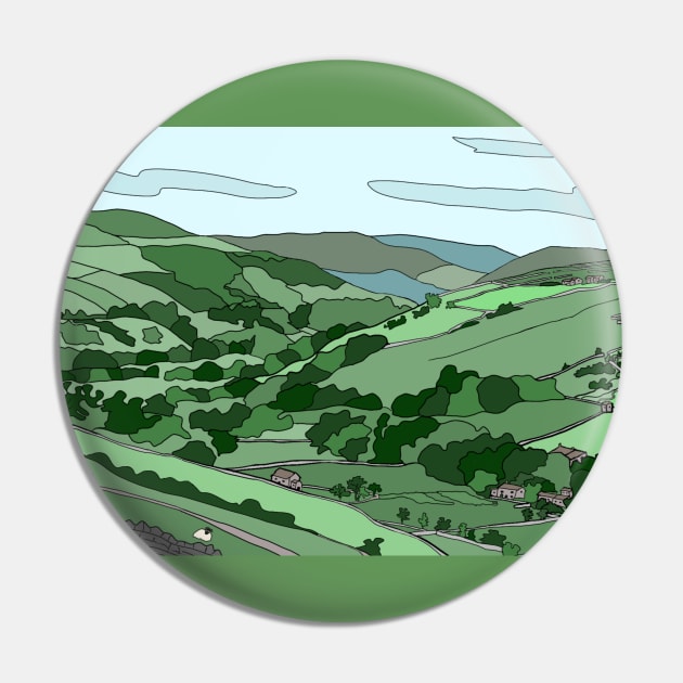 Swaledale, Yorkshire Dales, near Downholme Viewpoint - digital art Pin by JennyCathcart