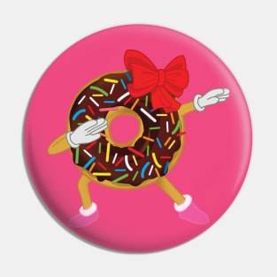 Funny Dabbing Girl Birthday Gift Chocolate Sprinkles Donut Pin