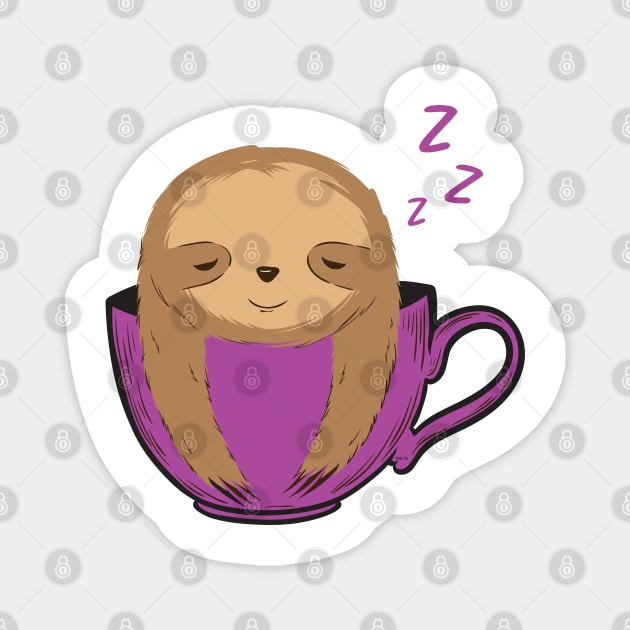 Sloth Sleeping in a Cup Funny Magnet by creative