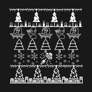 Alien White Ugly Christmas Sweater Design T-Shirt