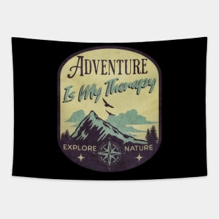 Adventure Is My Therapy Explore Nature Retro Design Tapestry