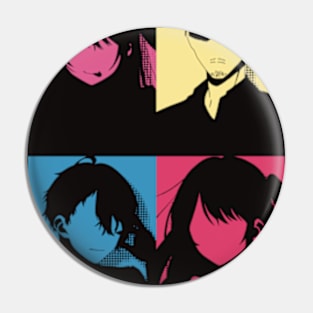 Oshi no Ko or My Star All Anime MC : Ai Hoshino, Ichigo Saitou, Aquamarine, and Ruby in Awesome Minimalist Vintage Pop Art Design Pin