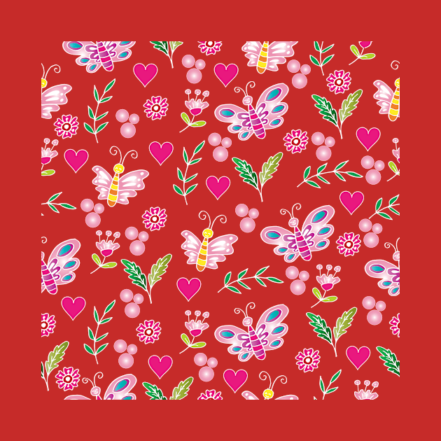 Butterfly and flowers seamless pattern. by Handini _Atmodiwiryo