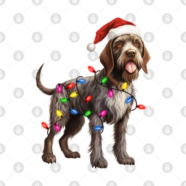 Christmas German Wirehaired Pointer by Chromatic Fusion Studio