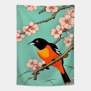 Baltimore Oriole Bird of Orchard Oriole in the Woods Tapestry