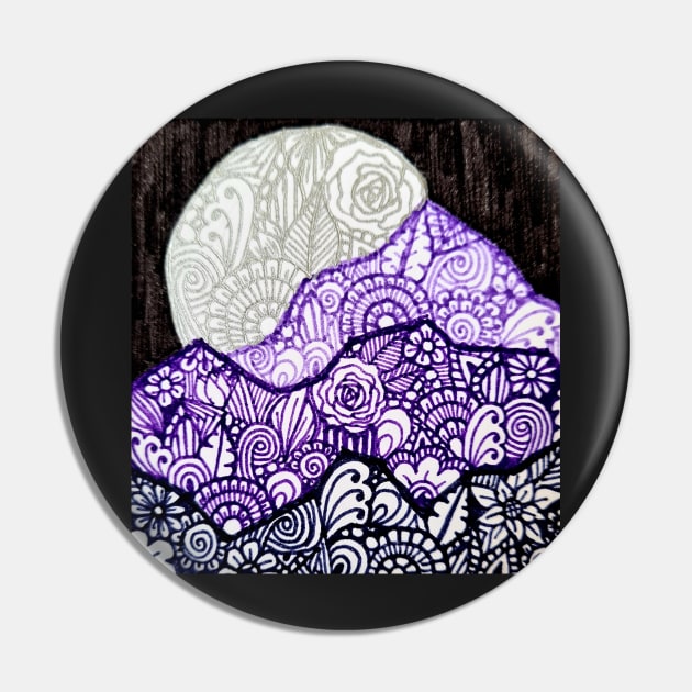 Zentangle Nightscape Pin by TheHermitCrab