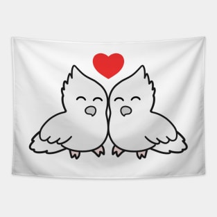 White Cockatiel Love Tapestry