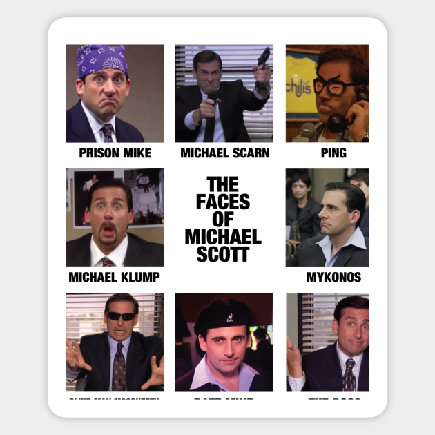 The Faces Of Michael Scott - The Office - Michael Scott - Sticker |  TeePublic