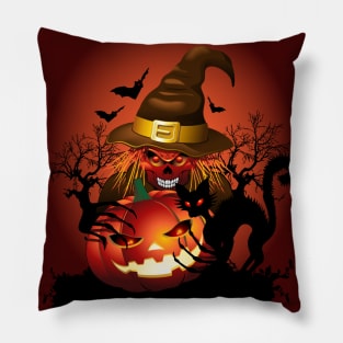 Skull Witch Creepy Halloween Pillow