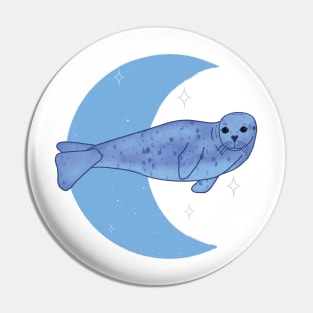 Harbor Seal Crescent Moon - Blue Pin