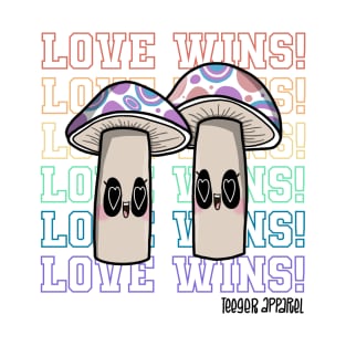 "Love wins!" with couple of trans sapphic mushrooms T-Shirt