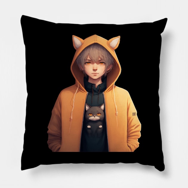 Ear Cat Coat" T-Shirt Pillow by AII IN ONE STORE