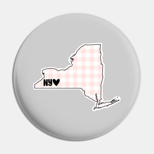 USA States: New York (pink plaid) Pin