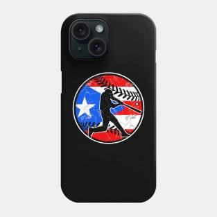 Puerto Rican Flag Baseball Hitter Puerto Rico Baseball Fan Phone Case