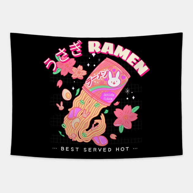 instant ramen cat cool design Tapestry by tedd