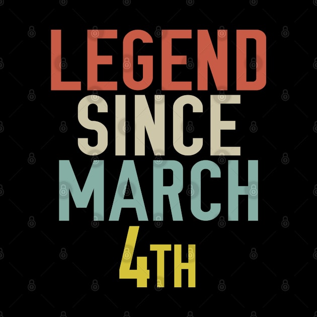 Legend Since March 4th Cool & Awesome Birthday Gift For kids & mom or dad by foxredb