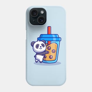 Cute Panda Holding Boba Milk Tea Cartoon Phone Case