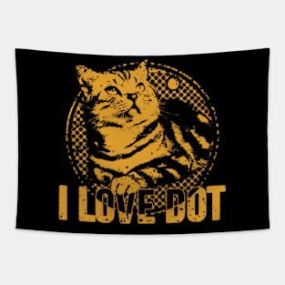 I LOVE DOT Cute Cat International Dot Day Tapestry