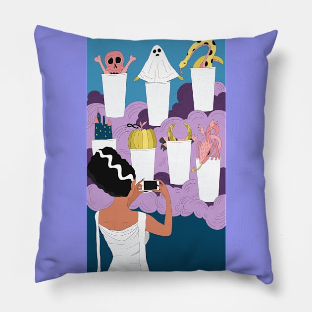 Seven of Lattes Pillow by MyNameisAlex