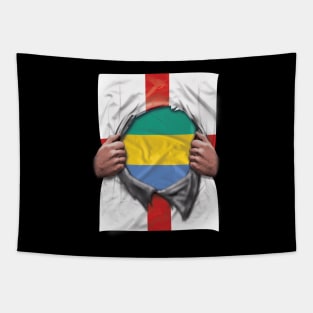 Gabon Flag English Flag Ripped Open - Gift for Gabonese From Gabon Tapestry