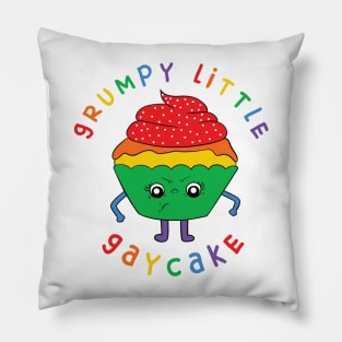 Grumpy Little Gaycake - LGBT Design - Green Version Pillow