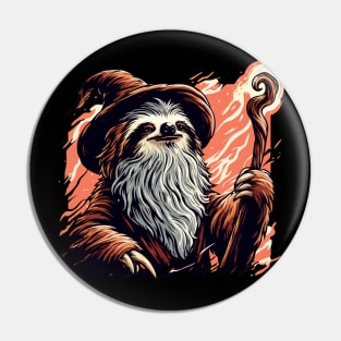 Retro Sloth Wizard Pin