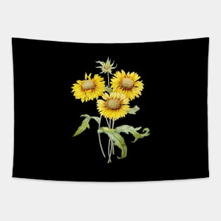 Vintage Blanket Flowers Botanical Illustration Tapestry