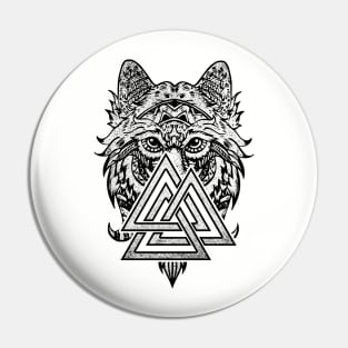 Valknut Symbol and wolf Pin