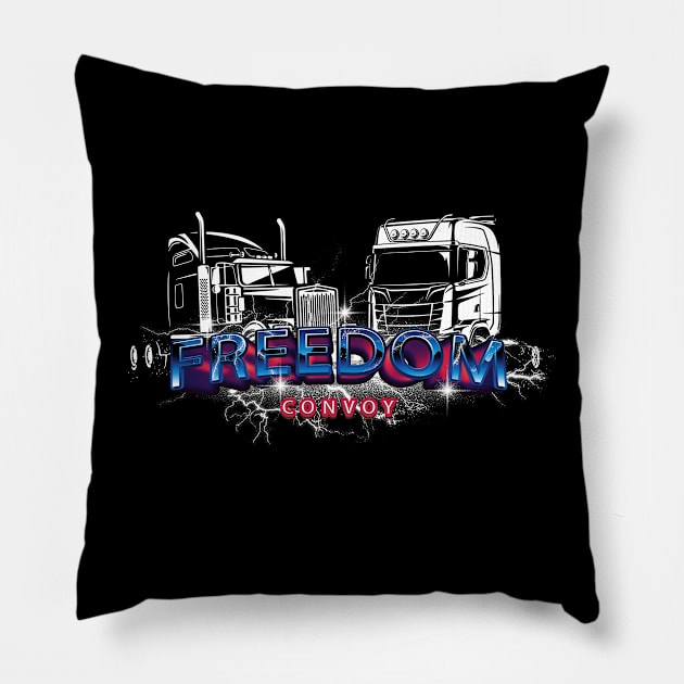 Trucker Freedom Convoy 2022 USA America Canada Pillow by UNDERGROUNDROOTS