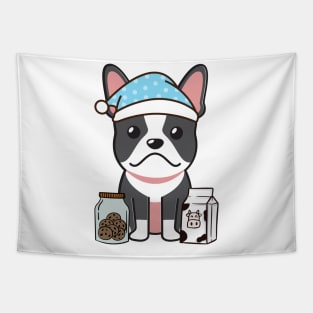 Funny french bulldog is having a midnight snack Tapestry