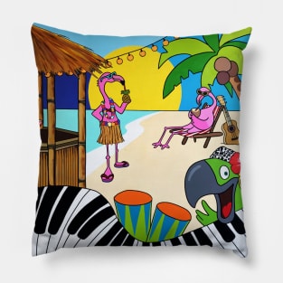 Flamingo Beach, Good vibes in the Caribbean Pillow