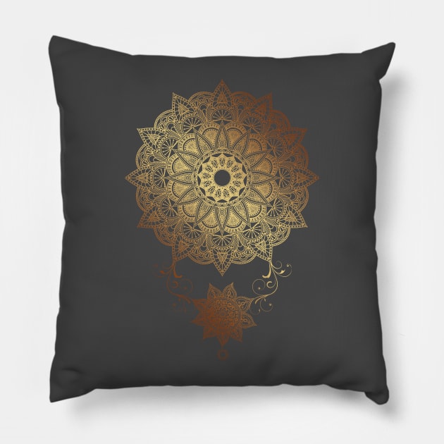 Mandala - Golden drop Pillow by aleibanez