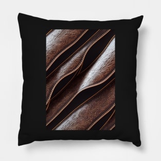 Dark Brown Ornamental Leather Stripes, natural and ecological leather print #74 Pillow