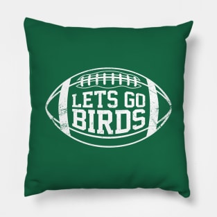 Lets Go Birds Retro Football - Kelly Green Pillow