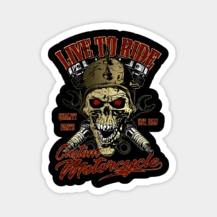 Live to Ride - Motorcycle Biker Skull Magnet