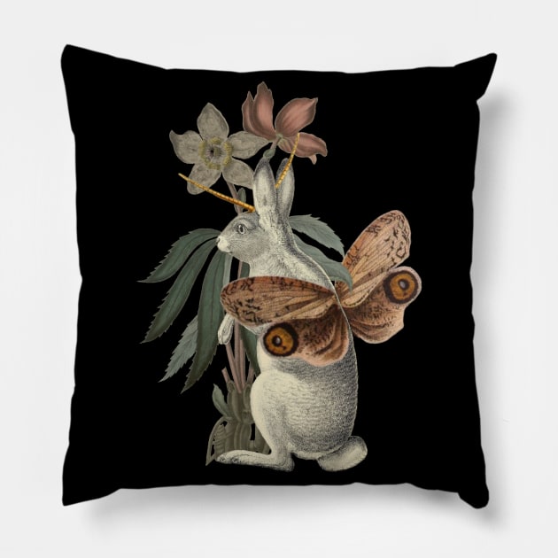 Papilio Jackalope Pillow by Black Rabbit Curiosities 