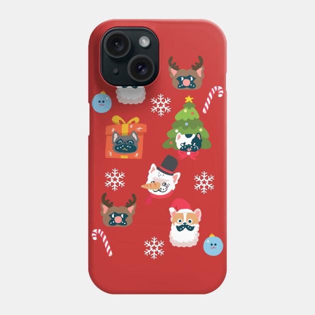 Xmas and Feench Bulldog Phone Case by huebucket